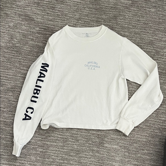 Brandy Melville White Cotton Crewneck long sleeve one size fits all - Picture 1 of 5